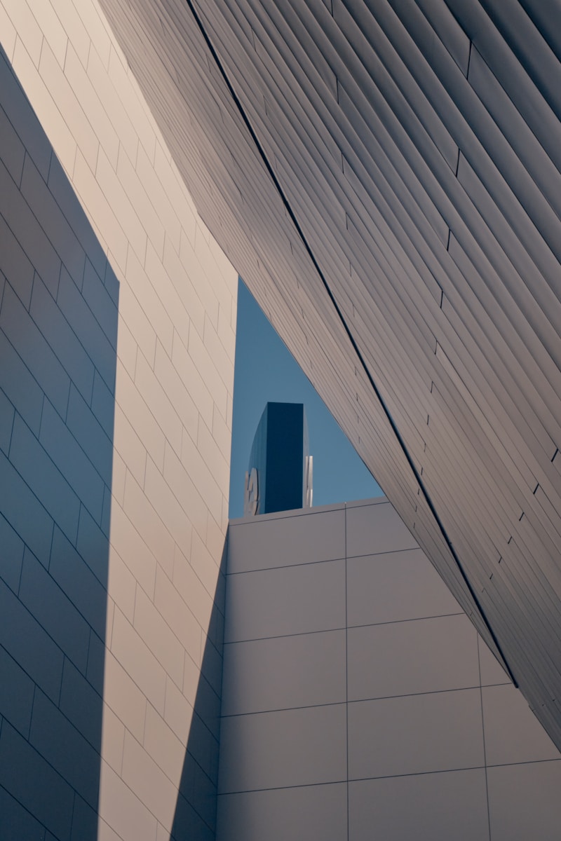 Modern architecture with geometric shapes and clean lines